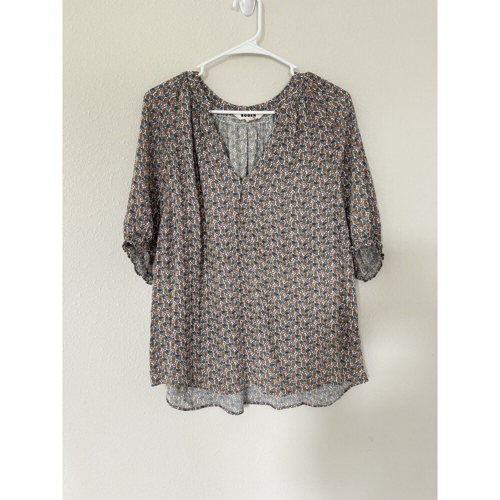 Boden Paisley Floral Groovy Print Top Blouse Size 16/18 Colorful Cottagecore